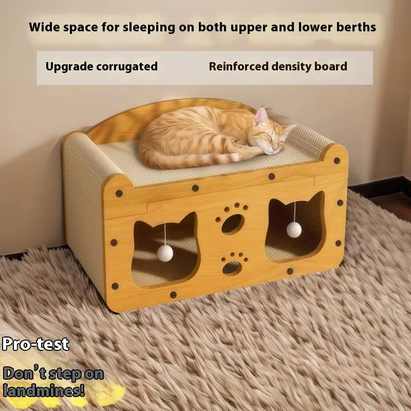 Cat Scratching Board Corrugated Large Space Cat Rest Villa Cat House Cat House Cat Bed with Scratch Pads Corrugated Pet Toys