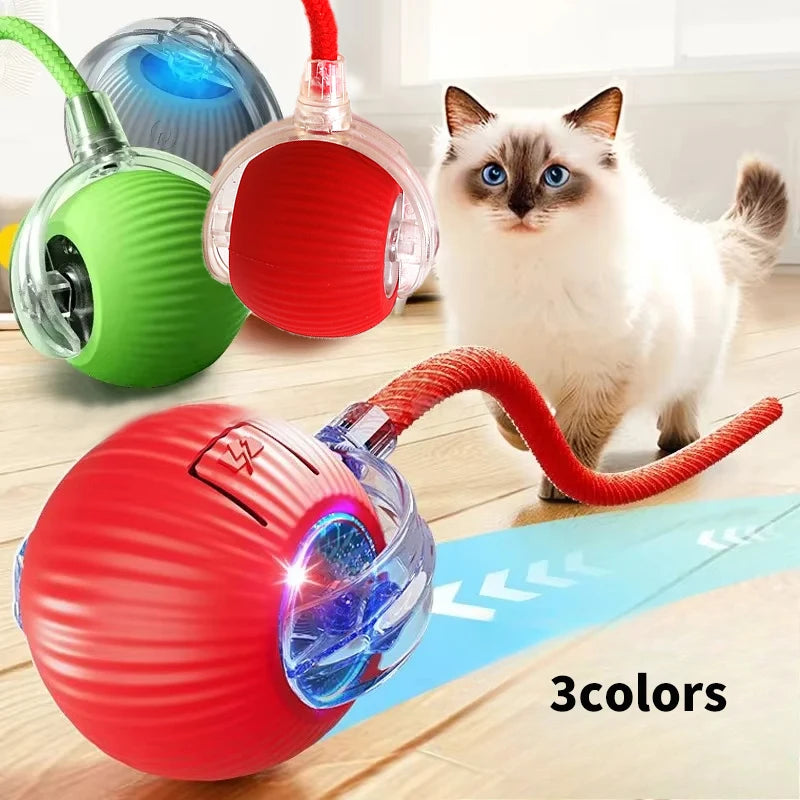 Cat Interactive Ball Toys Automatic Rolling Ball for Kitten Rechargeable Smart Pet Electric Toys with Teaser Sensor Cat Ball Toy