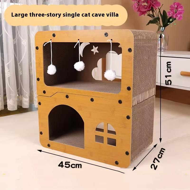Cat Scratching Board Corrugated Large Space Cat Rest Villa Cat House Cat House Cat Bed with Scratch Pads Corrugated Pet Toys