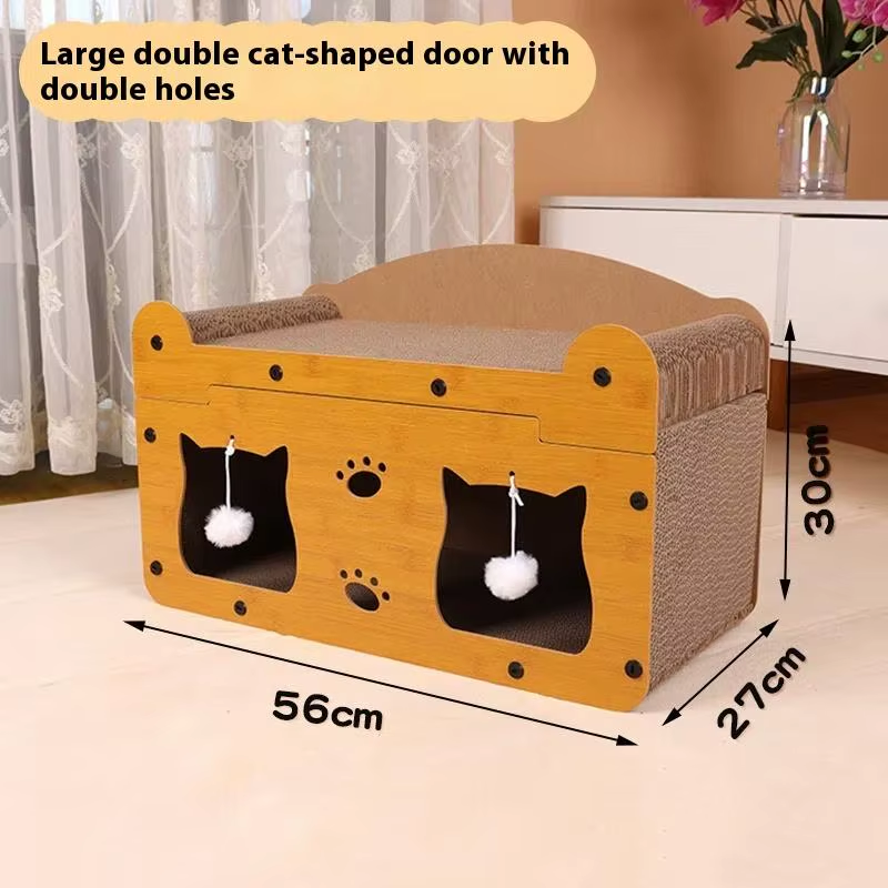 Cat Scratching Board Corrugated Large Space Cat Rest Villa Cat House Cat House Cat Bed with Scratch Pads Corrugated Pet Toys