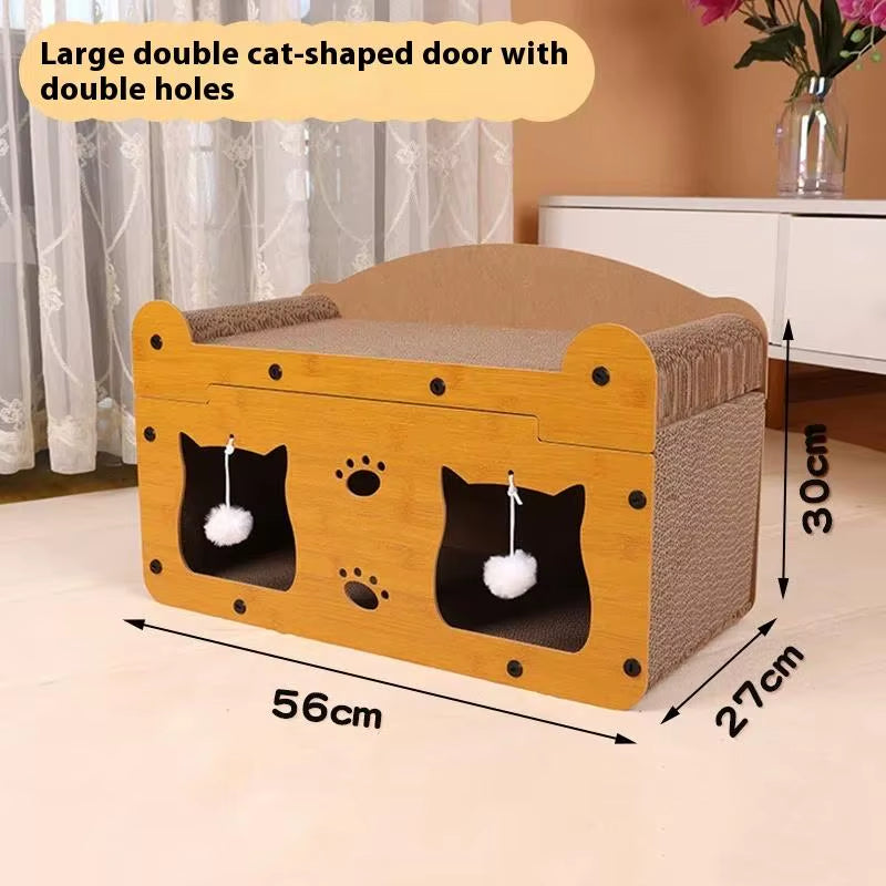 Cat Scratching Board Corrugated Large Space Cat Rest Villa Cat House Cat House Cat Bed with Scratch Pads Corrugated Pet Toys