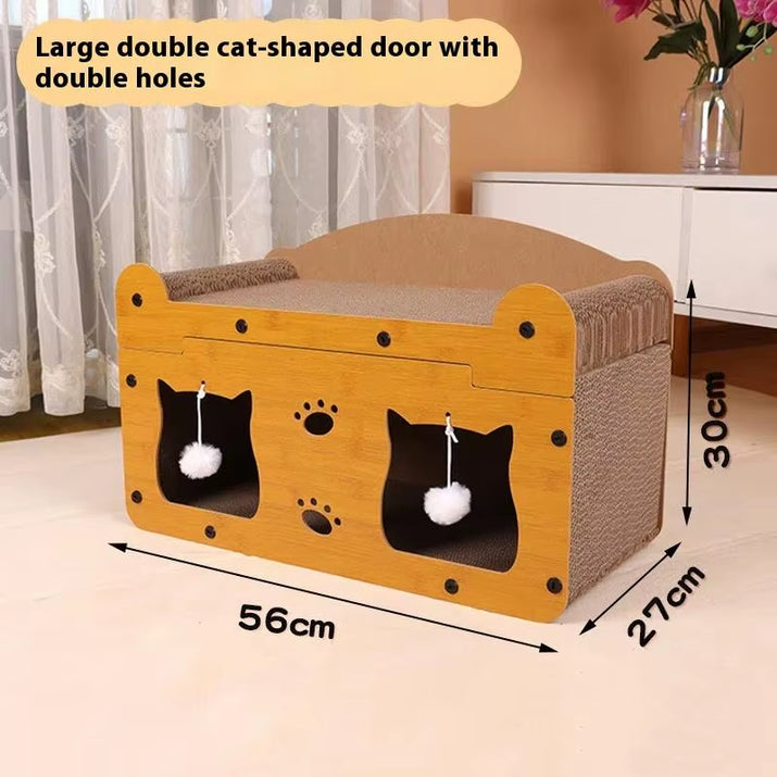 Cat Scratching Board Corrugated Large Space Cat Rest Villa Cat House Cat House Cat Bed with Scratch Pads Corrugated Pet Toys