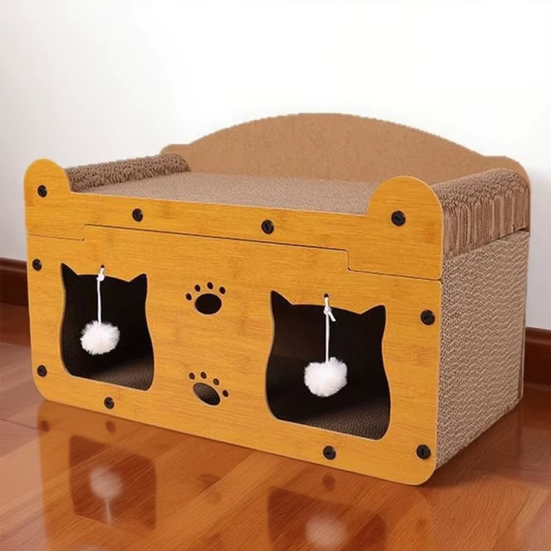 Cat Scratching Board Corrugated Large Space Cat Rest Villa Cat House Cat House Cat Bed with Scratch Pads Corrugated Pet Toys